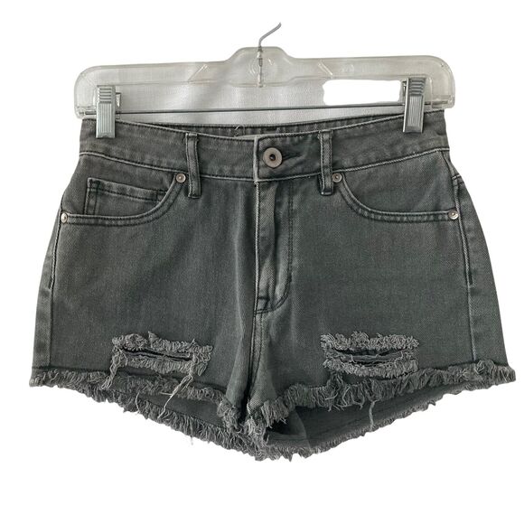 Bullhead Denim Shorts Womens Size 3 High Rise Charcoal Black Distressed - Picture 7 of 7